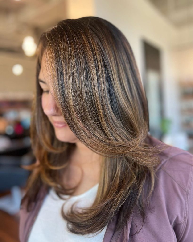 brunette with highlights